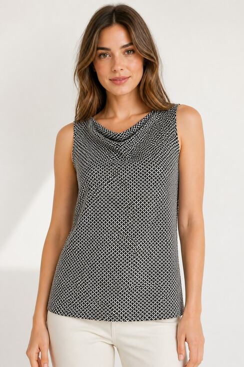 Talbots Tops - Talbots Sleeveless Black White Patterned Top M
